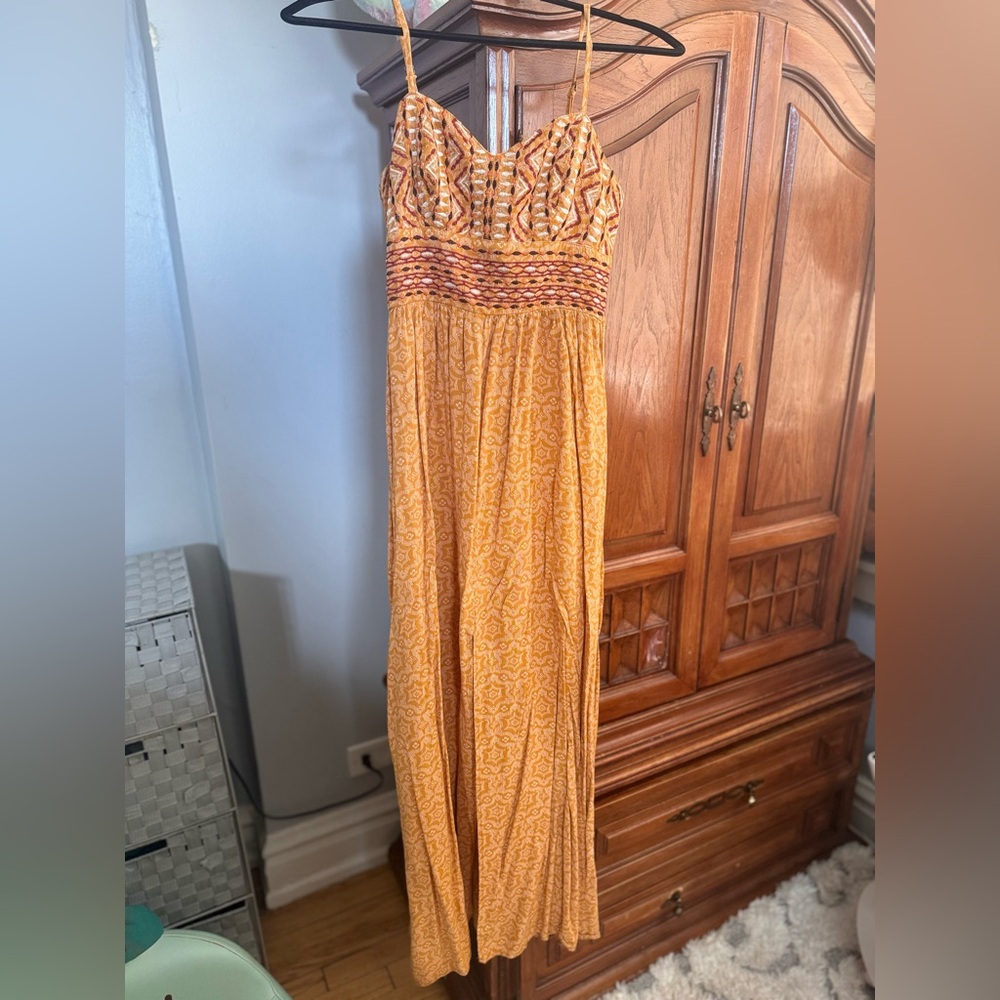 Orange Patterned Maxi Dress